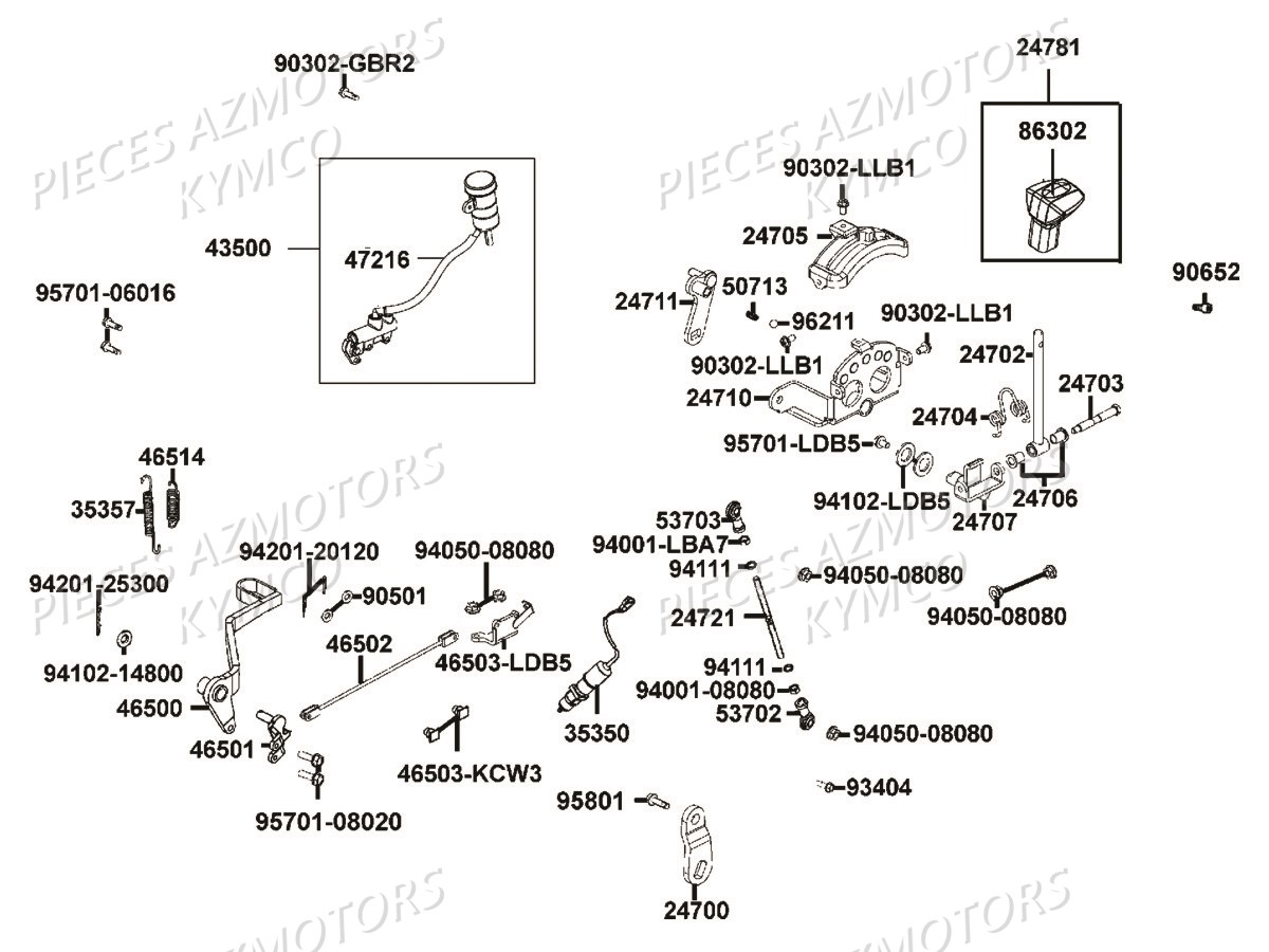 MAITRE_CYLINDRE_ARRIERE_SELECTION KYMCO Pièces MXU 550I IRS 4T T3B (LEA0GD)