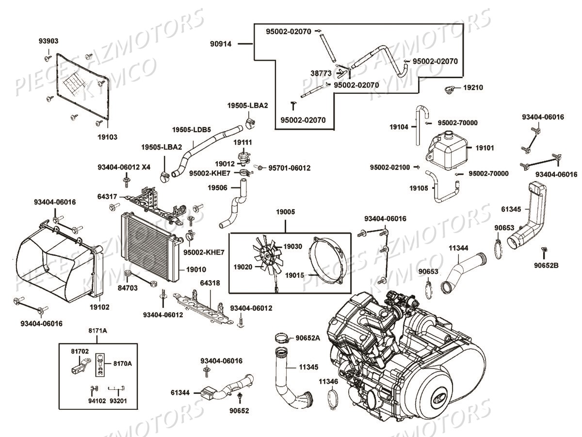 Refroidissement KYMCO Pièces MXU 550I IRS 4T T3B (LEA0JF)