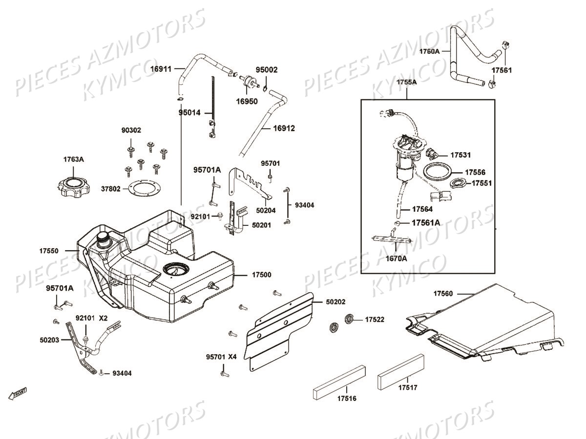 Reservoir A Carburant KYMCO Pièces MXU 550I IRS 4T T3B (LEA0JF)