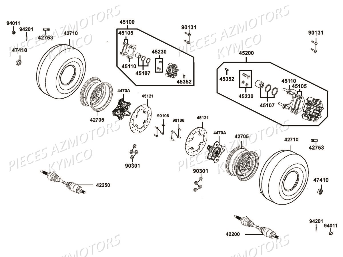PNEU ARRIERE MAXXIS M916 25/10-12 (50J) KYMCO pour ROUES ARRIERE de MXU 550I IRS T3B