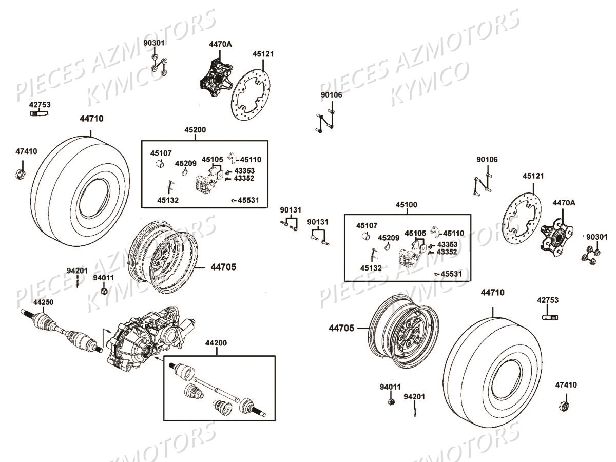 PNEU AVANT MAXXIS M915 25/8-12 (43J) KYMCO pour ROUES AVANT de MXU 550I IRS T3B