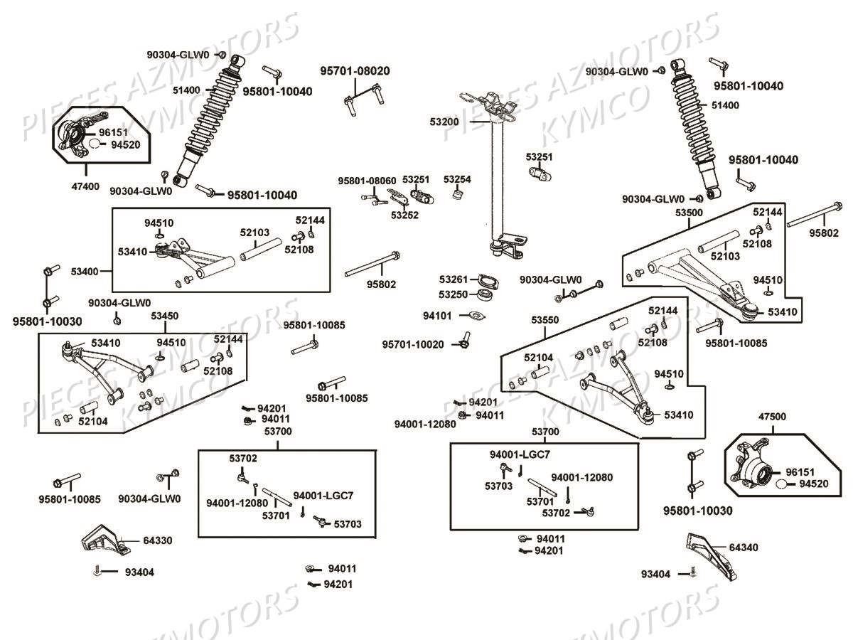 Suspension Avant Colonne De Direction KYMCO Pièces MXU 550I IRS 4T T3B (LEA0JF)