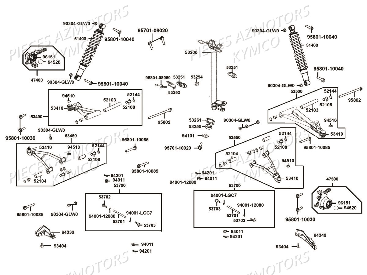 SUSPENSION AVANT COLONNE DE DIRECTION pour MXU 550I IRS T3B