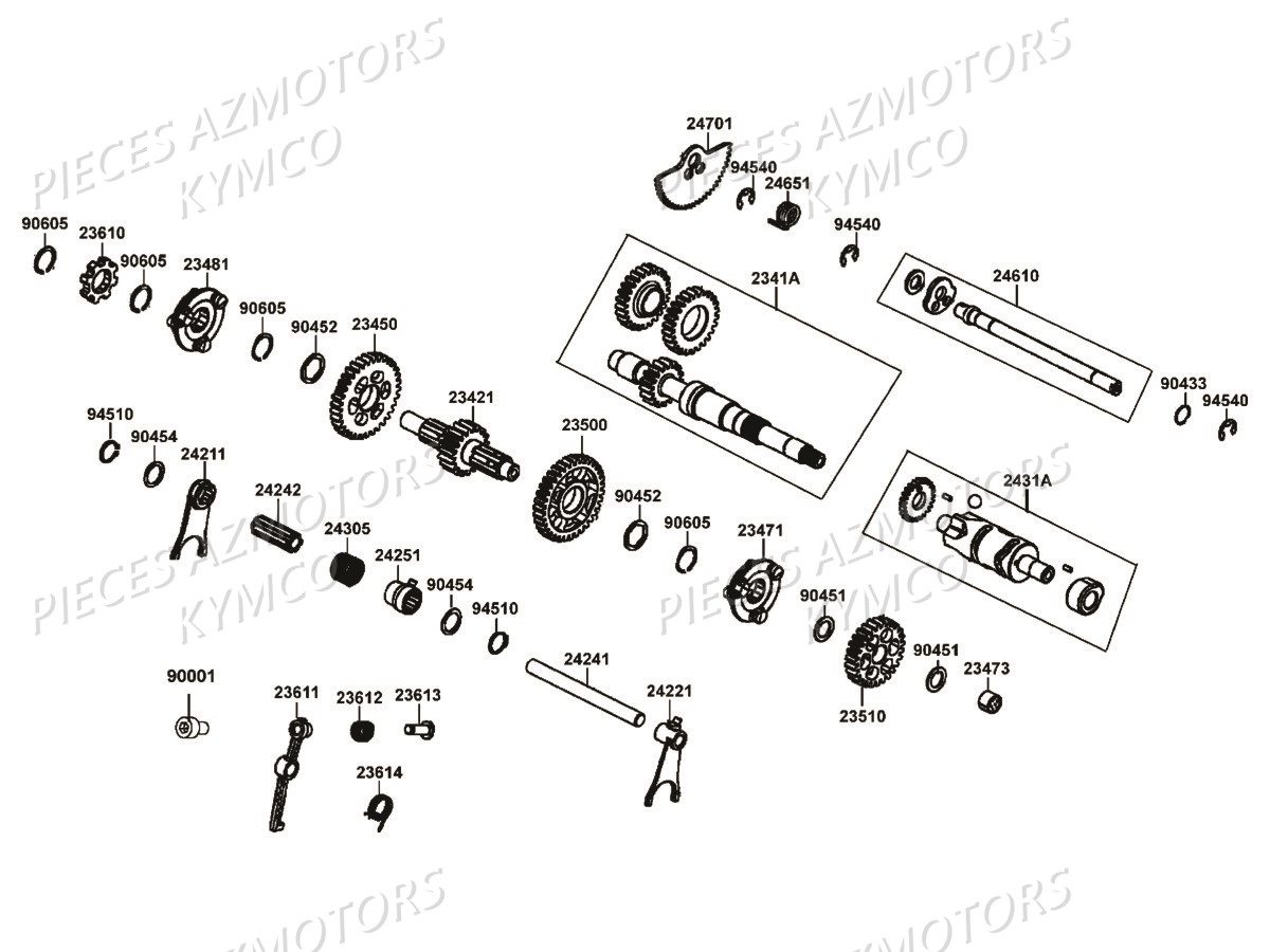 Transmission Primaire KYMCO Pièces MXU 550I IRS 4T T3B (LEA0JF)