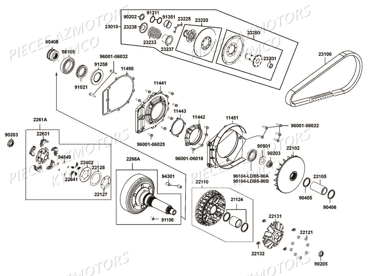 Variateur Embrayage KYMCO Pièces MXU 550I IRS 4T T3B (LEA0JF)