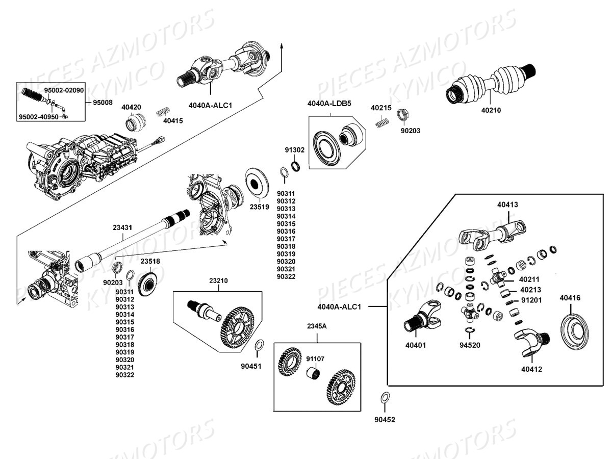 ARBRE_DE_PONT KYMCO Pièces MXU 550I IRS 4T T3B (LEA0GD)