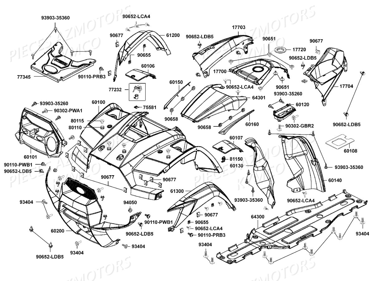 Carenages Avant KYMCO Pièces MXU 550I IRS 4T T3B (LEA0GD)