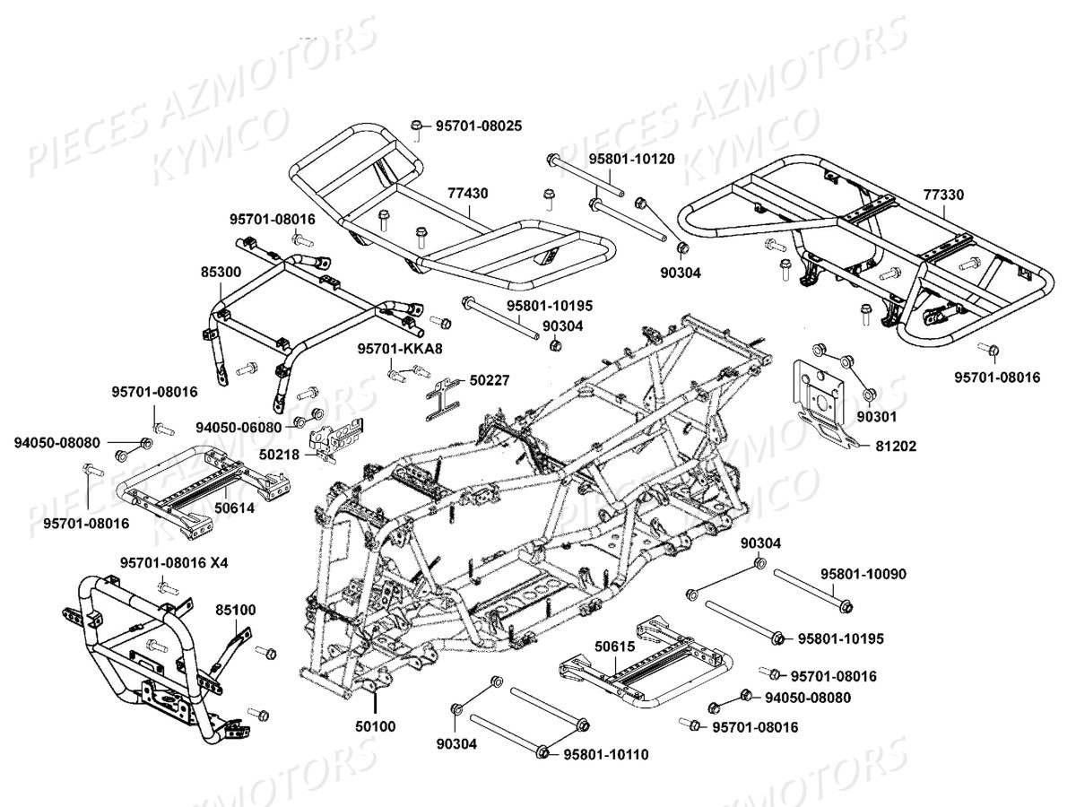 Chassis Porte Paquets KYMCO Pièces MXU 550I IRS 4T T3B (LEA0GD)