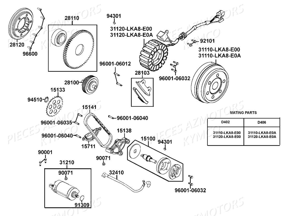 Demarreur Allumage KYMCO Pièces MXU 550I IRS 4T T3B (LEA0GD)