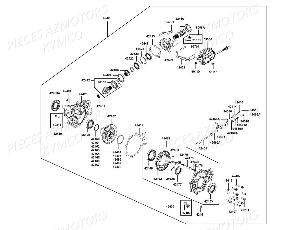 Differentiel Avant KYMCO Pièces MXU 550I IRS 4T T3B (LEA0GD)