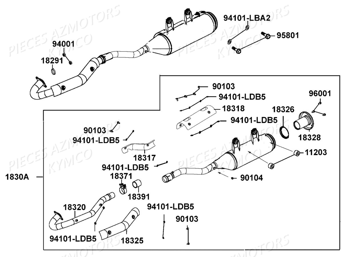 Echappement KYMCO Pièces MXU 550I IRS 4T T3B (LEA0GD)