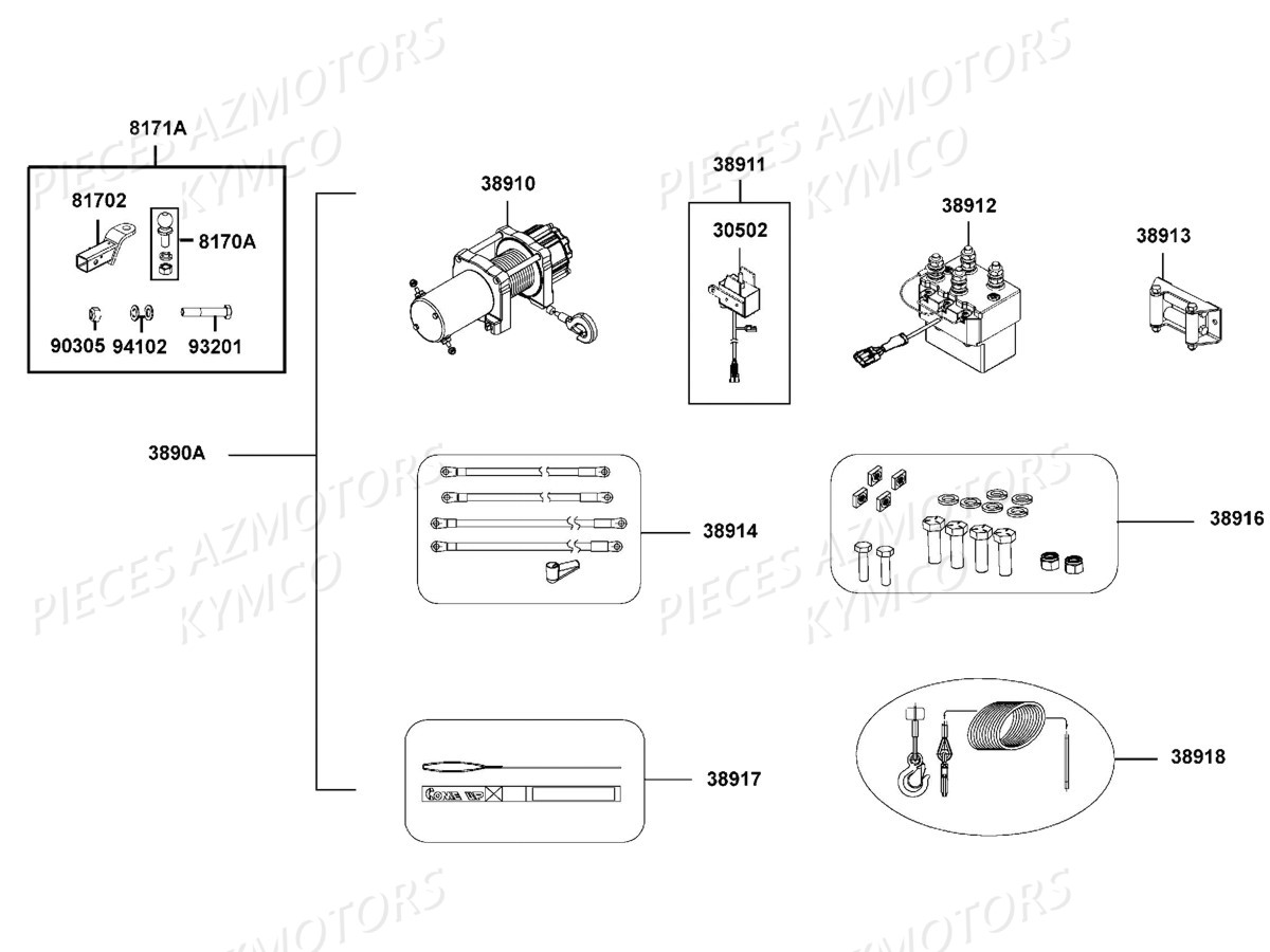 Equipements KYMCO Pièces MXU 550I IRS 4T T3B (LEA0GD)