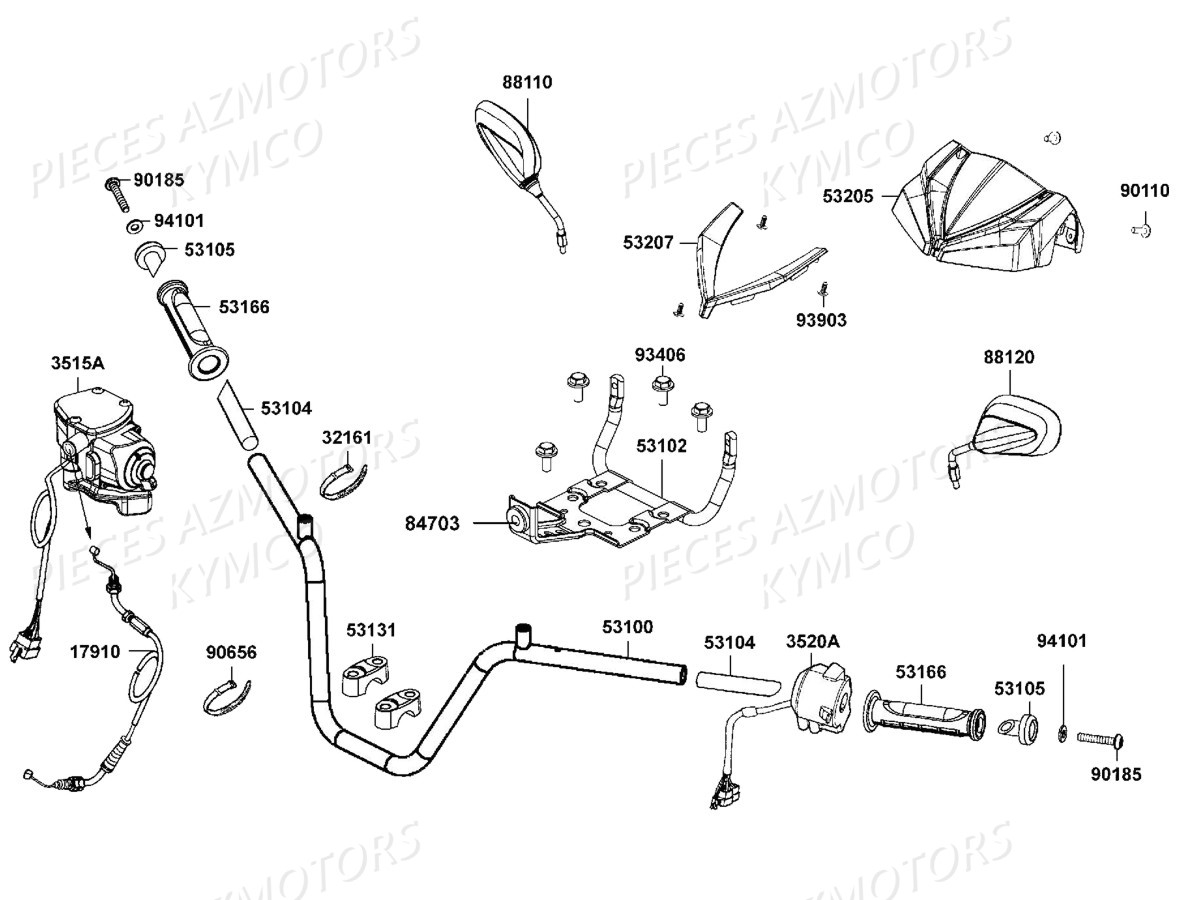 GUIDON RETROVISEURS AZMOTORS MXU 550I T3B