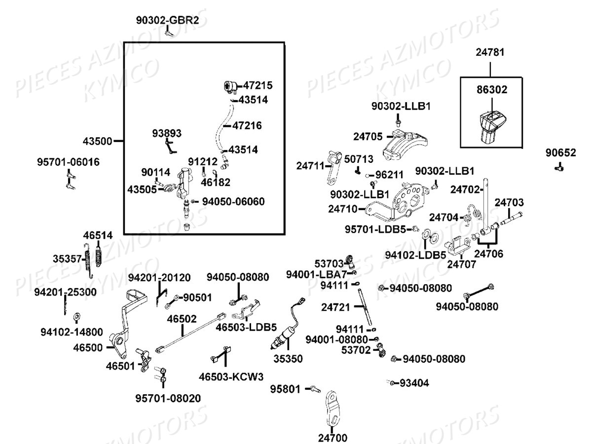 MAITRE_CYLINDRE_ARRIERE-SELECTION KYMCO Pièces MXU 550I IRS 4T T3B (LEA0GD)