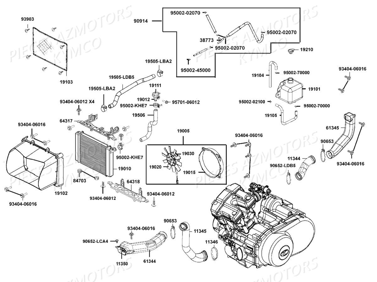 REFROIDISSEMENT KYMCO Pièces MXU 550I IRS 4T T3B (LEA0GD)