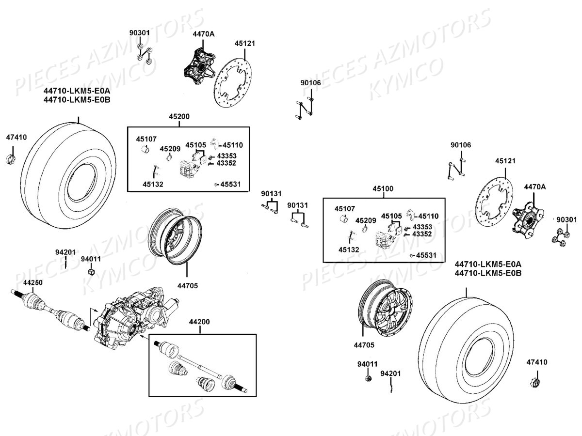 ROUES_AVANT KYMCO Pièces MXU 550I IRS 4T T3B (LEA0GD)