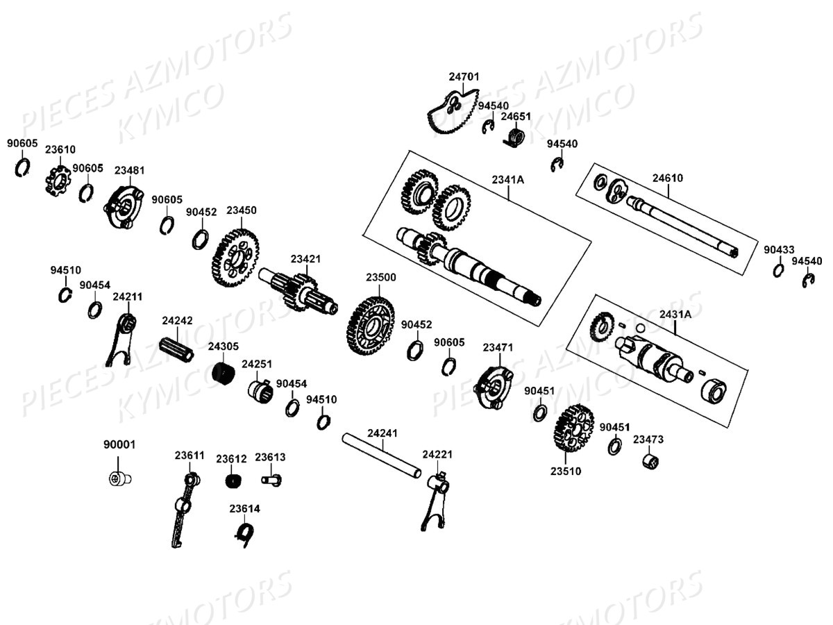 Transmission Primaire KYMCO Pièces MXU 550I IRS 4T T3B (LEA0GD)