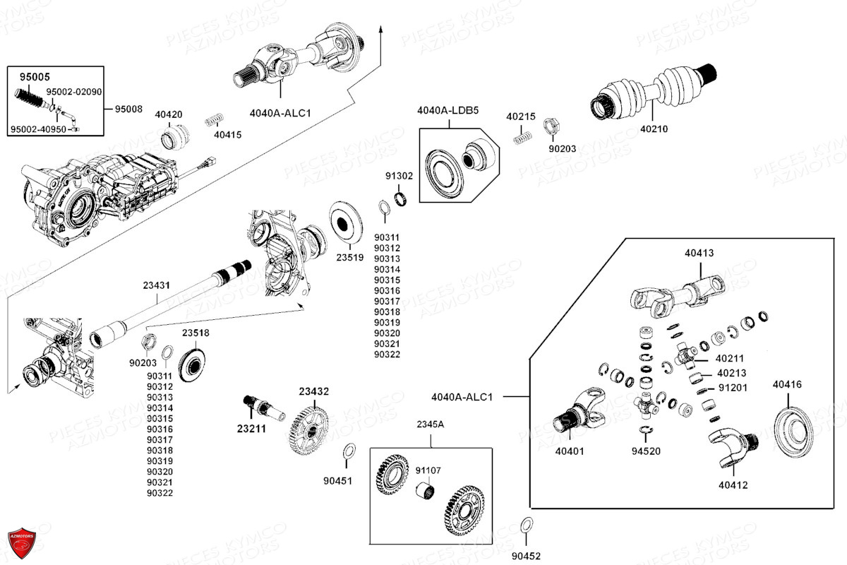 ARBRE_DE_PONT KYMCO Pièces MXU 700 I EPS ABS 4T T3B (LAADPD)