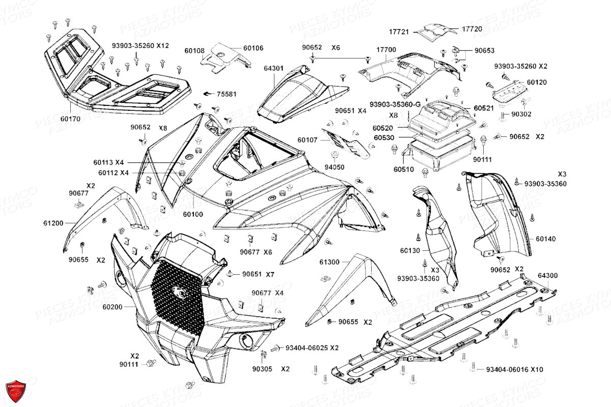 Carenages Avant KYMCO Pièces MXU 700 I EPS ABS 4T T3B (LAADPD)
