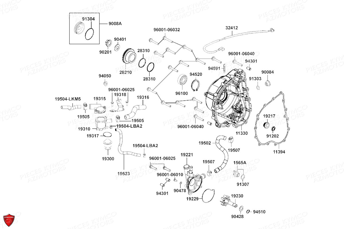 Carter Droit Pompe A Eau KYMCO Pièces MXU 700 I EPS ABS 4T T3B (LAADPD)