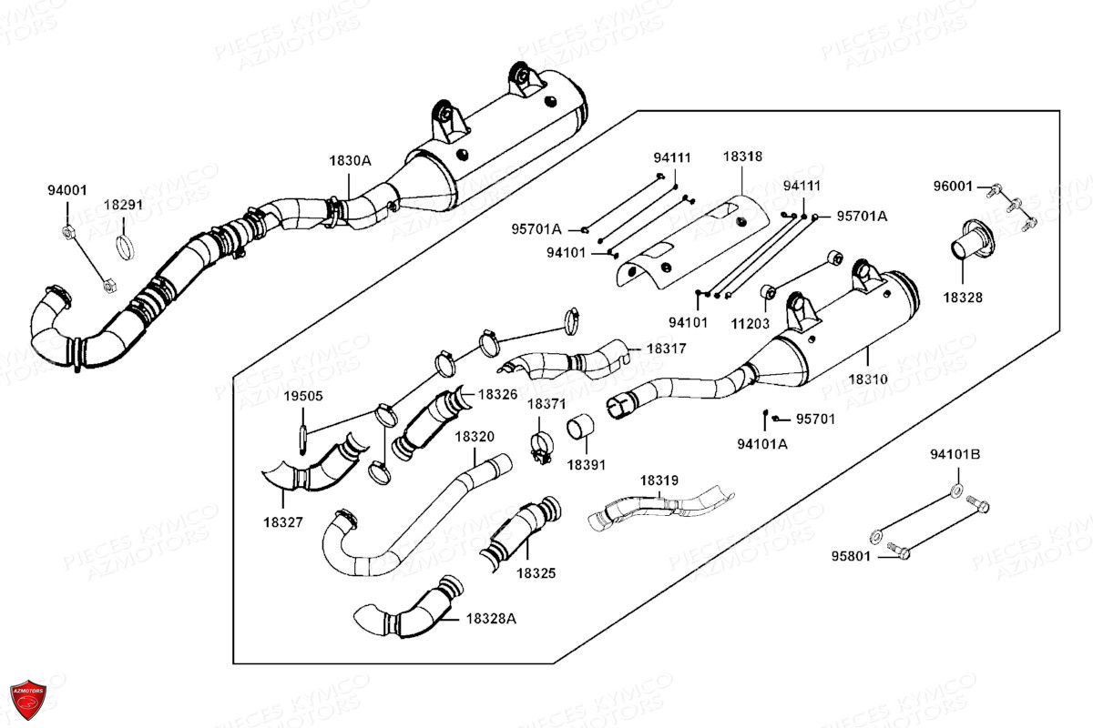 Echappement KYMCO Pièces MXU 700 I EPS ABS 4T T3B (LAADPD)