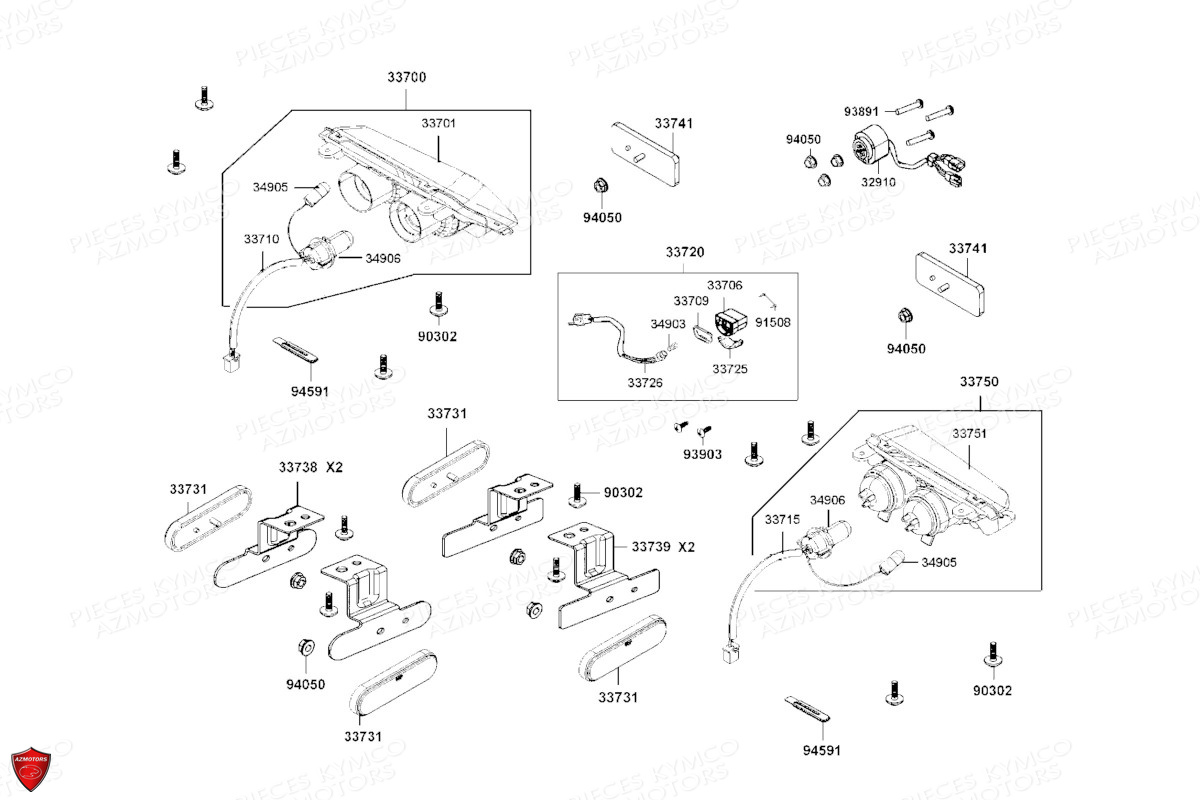 Feux Arrieres KYMCO Pièces MXU 700 I EPS ABS 4T T3B (LAADPD)