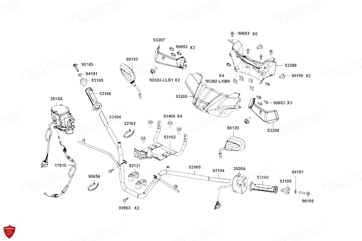 GUIDON_RETROVISEURS KYMCO Pièces MXU 700 I EPS ABS 4T T3B (LAADPD)