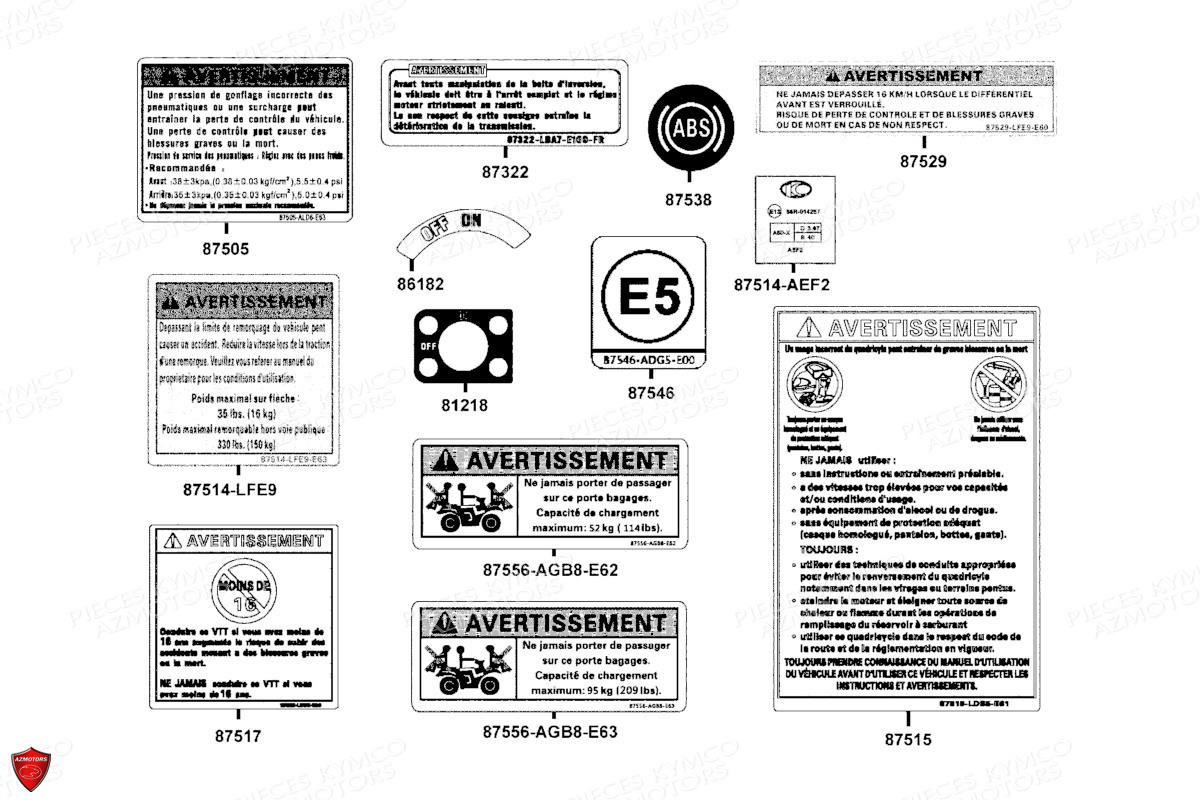 Label De Securite KYMCO Pièces MXU 700 I EPS ABS 4T T3B (LAADPD)
