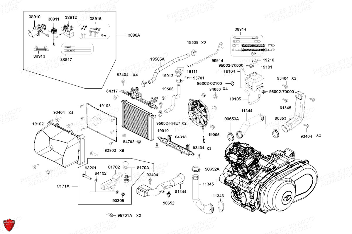 REFROIDISSEMENT KYMCO Pièces MXU 700 I EPS ABS 4T T3B (LAADPD)