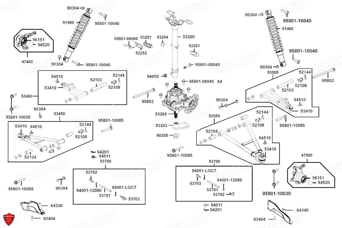 Suspension Avant Colonne De Direction KYMCO Pièces MXU 700 I EPS ABS 4T T3B (LAADPD)