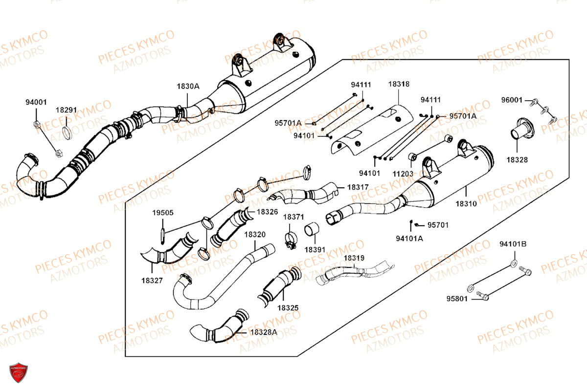 Echappement KYMCO Pièces MXU 700 I EPS T3B (LAADRG)