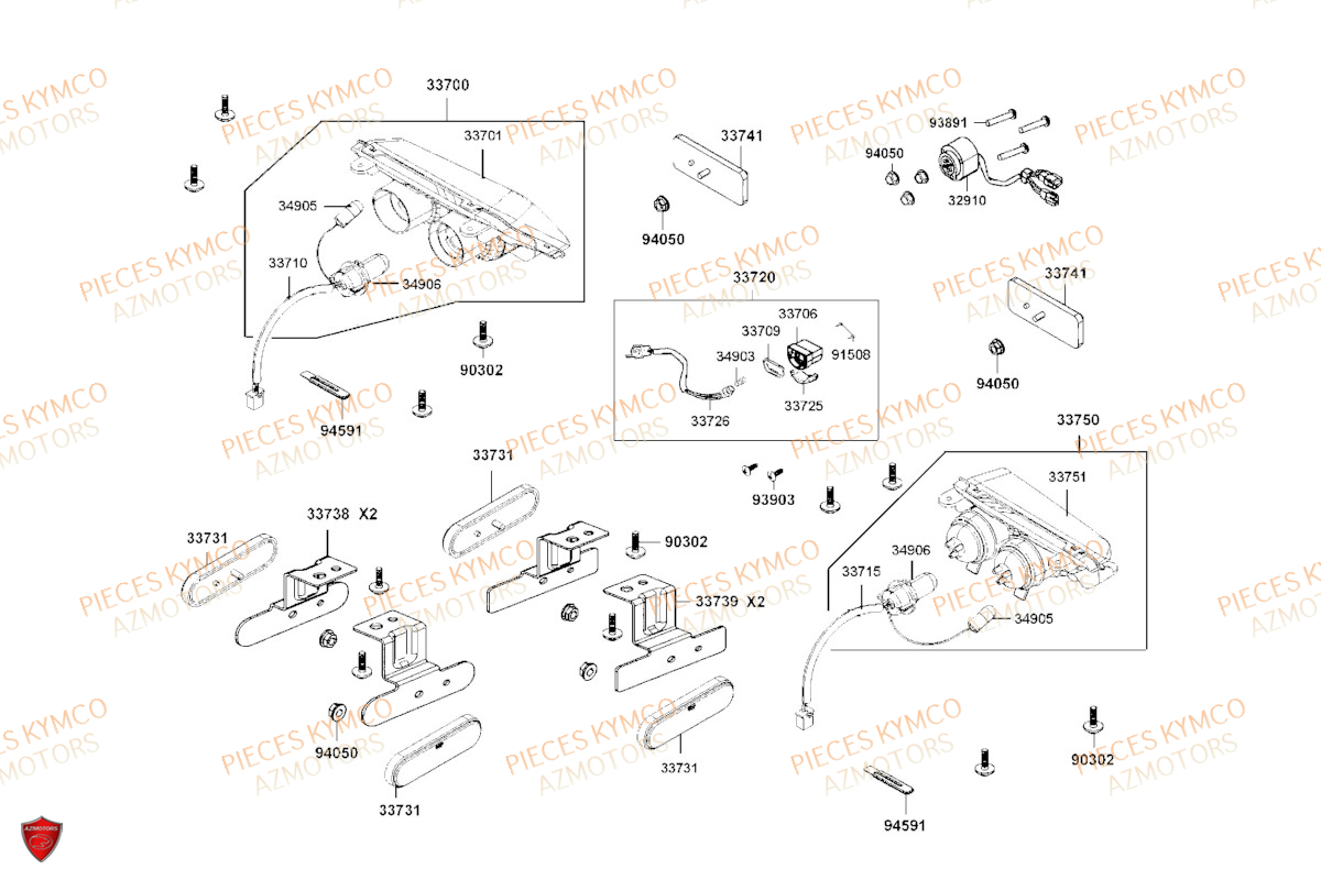 Feux Arriere KYMCO Pièces MXU 700 I EPS T3B (LAADRG)