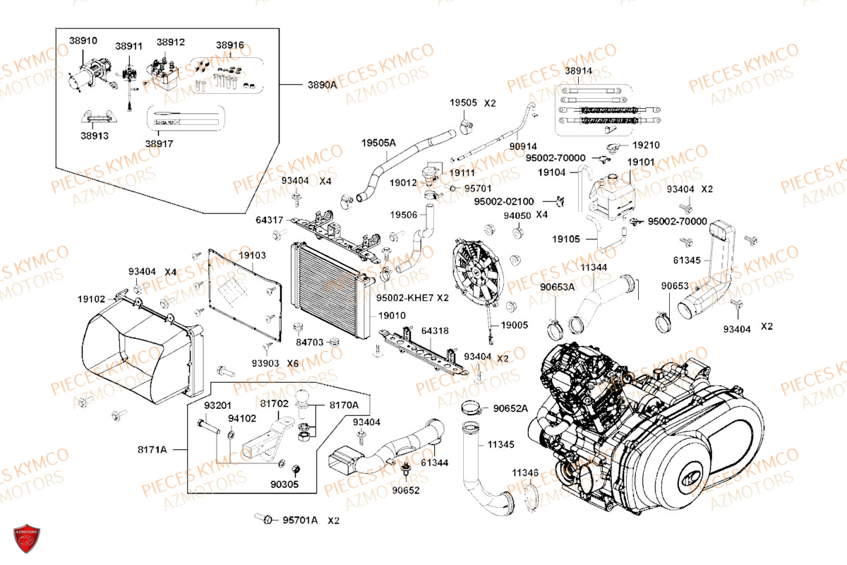 REFROIDISSEMENT KYMCO Pièces MXU 700 I EPS T3B (LAADRG)