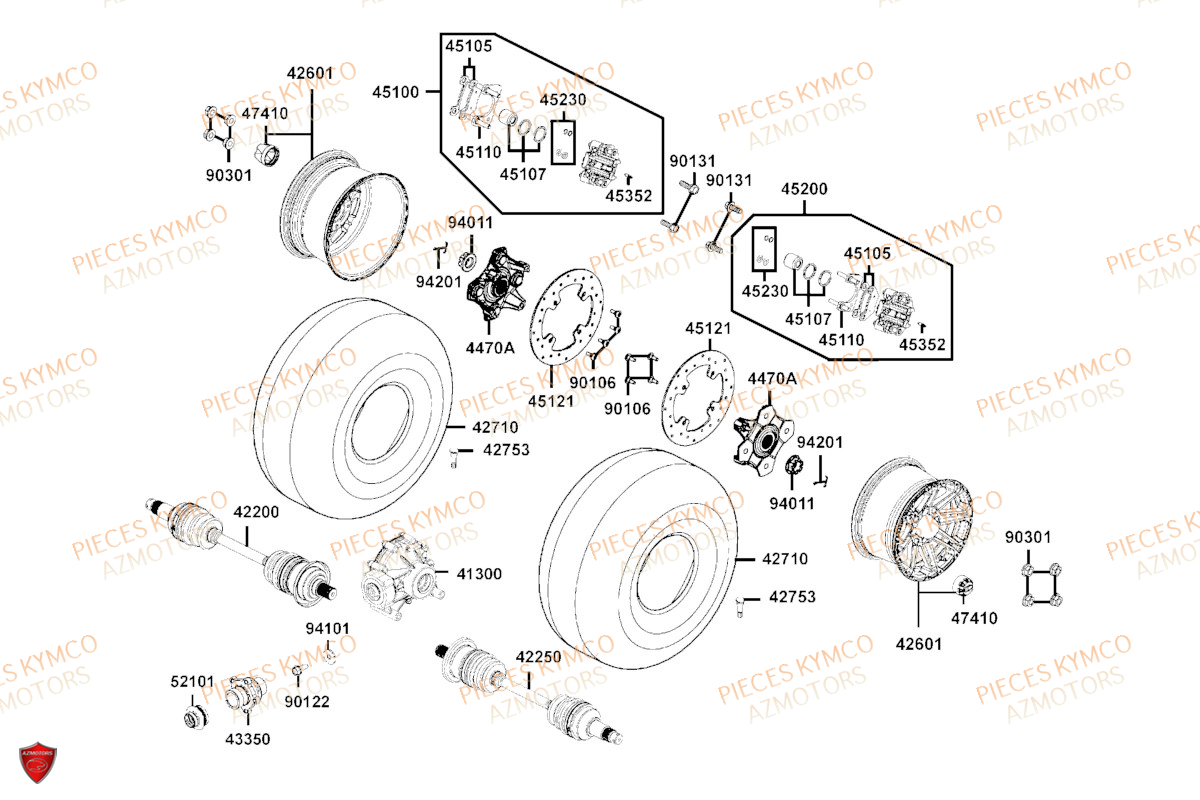 ROUES ARRIERE pour MXU 700I EPS T3B LAADRG