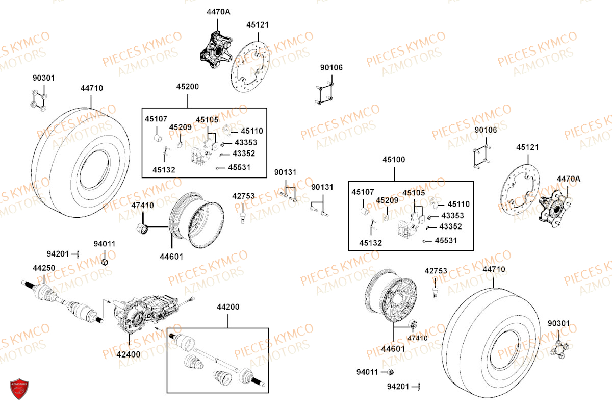 Roues Avant KYMCO Pièces MXU 700 I EPS T3B (LAADRG)