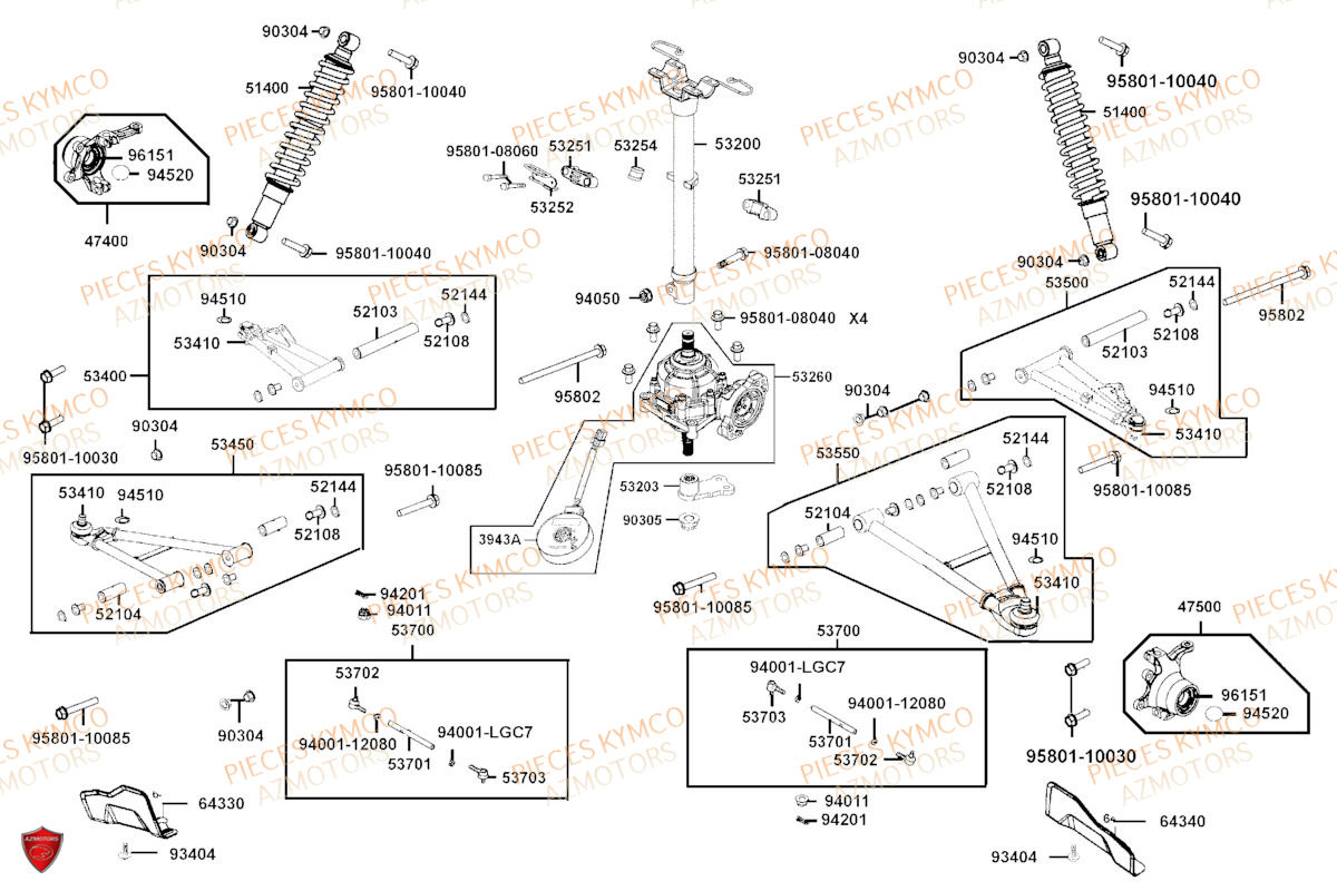 Suspension Avant KYMCO Pièces MXU 700 I EPS T3B (LAADRG)