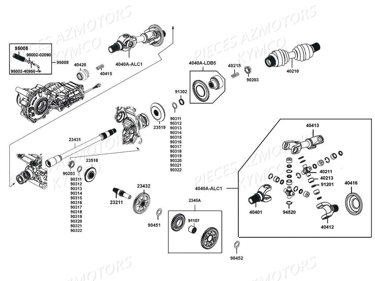 ARBRE_DE_PONT KYMCO Pièces QUAD KYMCO MXU 700I EX EPS IRS 4T EURO4 (LAADGH)