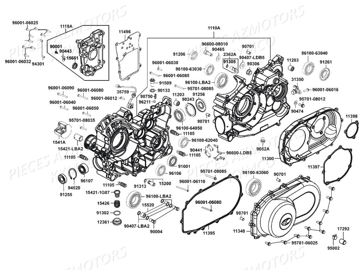 CARTERS_MOTEUR KYMCO Pièces QUAD KYMCO MXU 700I EX EPS IRS 4T EURO4 (LAADGH)