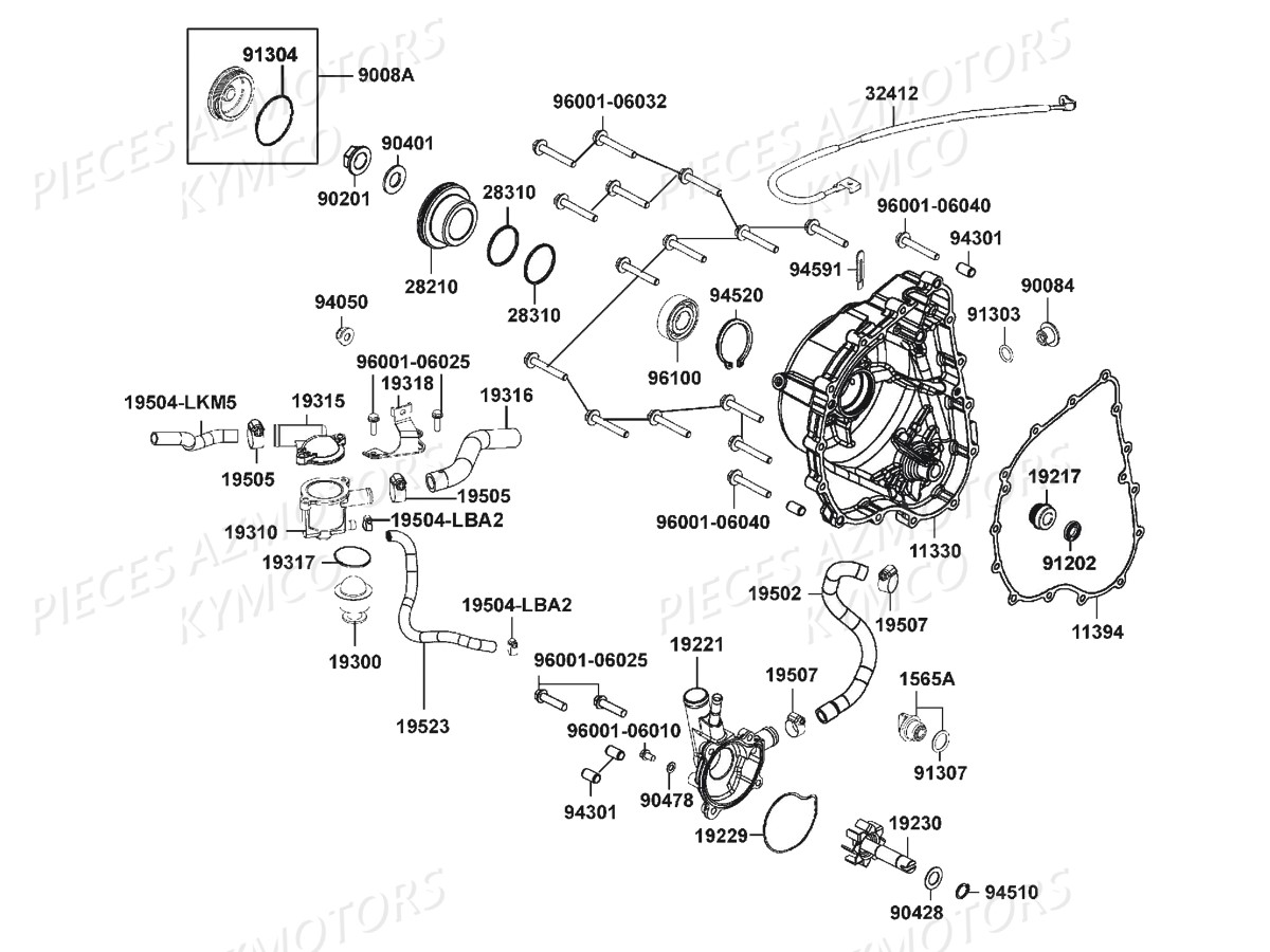 Carter Droit Pompe A Eau KYMCO Pièces MXU 700I EX EPS IRS 4T EURO4 (LAADGH)