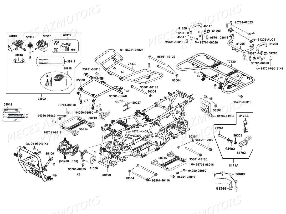 Chassis Porte Paquets KYMCO Pièces MXU 700I EX EPS IRS 4T EURO4 (LAADGH)