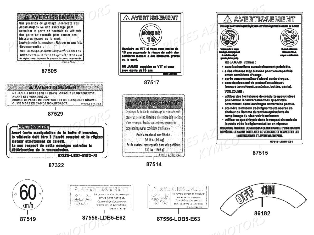 Label De Securite KYMCO Pièces MXU 700I EX EPS IRS 4T EURO4 (LAADGH)