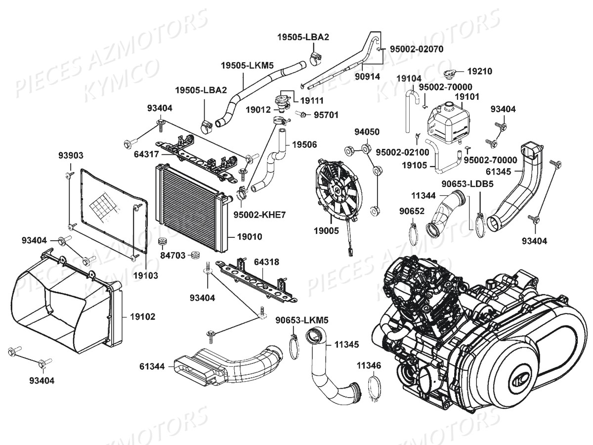 Refroidissement KYMCO Pièces MXU 700I EX EPS IRS 4T EURO4 (LAADGH)