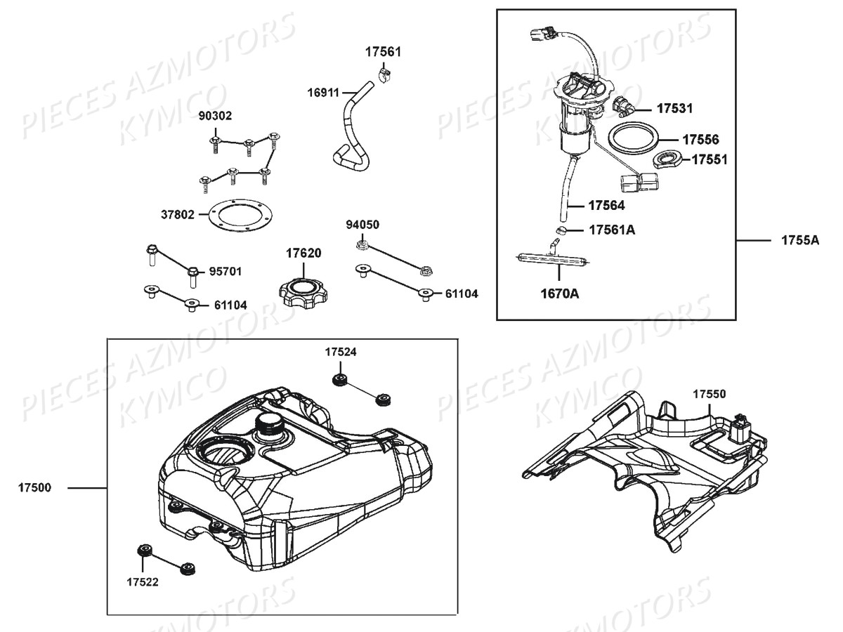 RESERVOIR_A_CARBURANT KYMCO Pièces QUAD KYMCO MXU 700I EX EPS IRS 4T EURO4 (LAADGH)