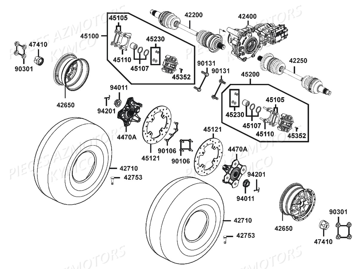 Roues Arriere KYMCO Pièces MXU 700I EX EPS IRS 4T EURO4 (LAADGH)