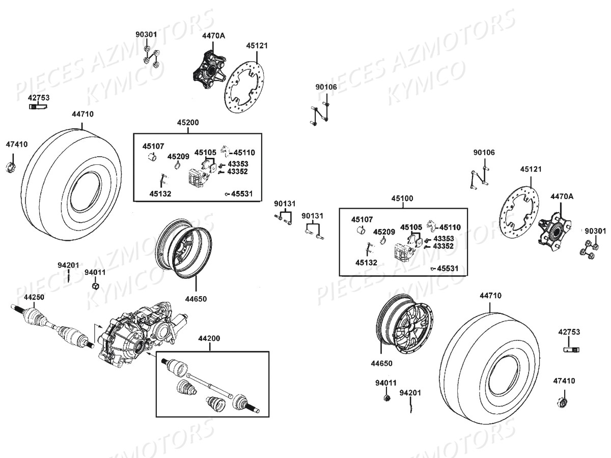 Roues Avant KYMCO Pièces MXU 700I EX EPS IRS 4T EURO4 (LAADGH)