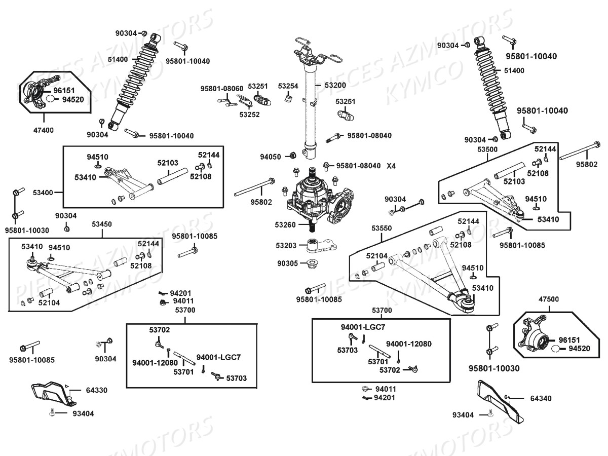 SUSPENSION AVANT-COLONNE DE DIRECTION pour MXU 700I EX EPS E4