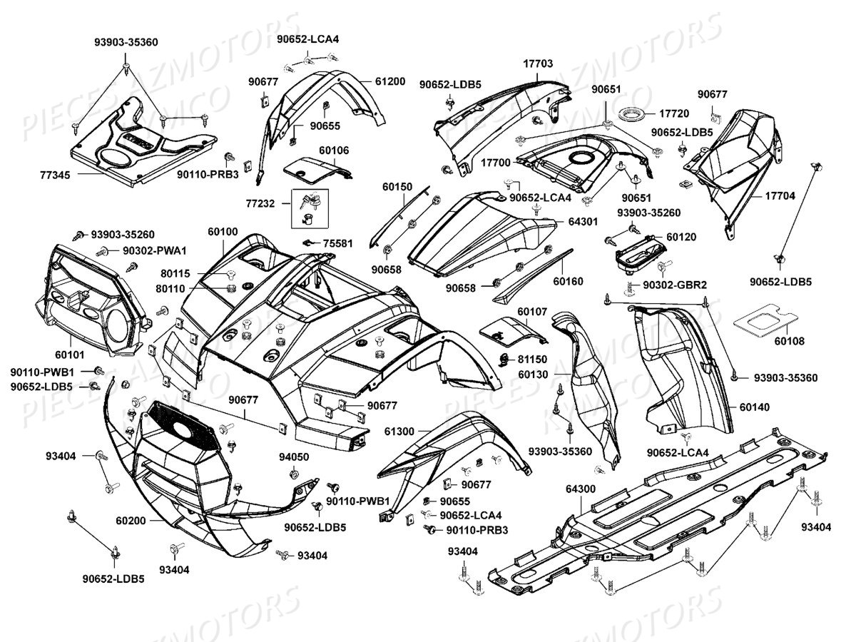 CARENAGES_AVANT KYMCO Pièces Quad Kymco MXU 700 I IRS 4X4 INJECTION 4T EURO II