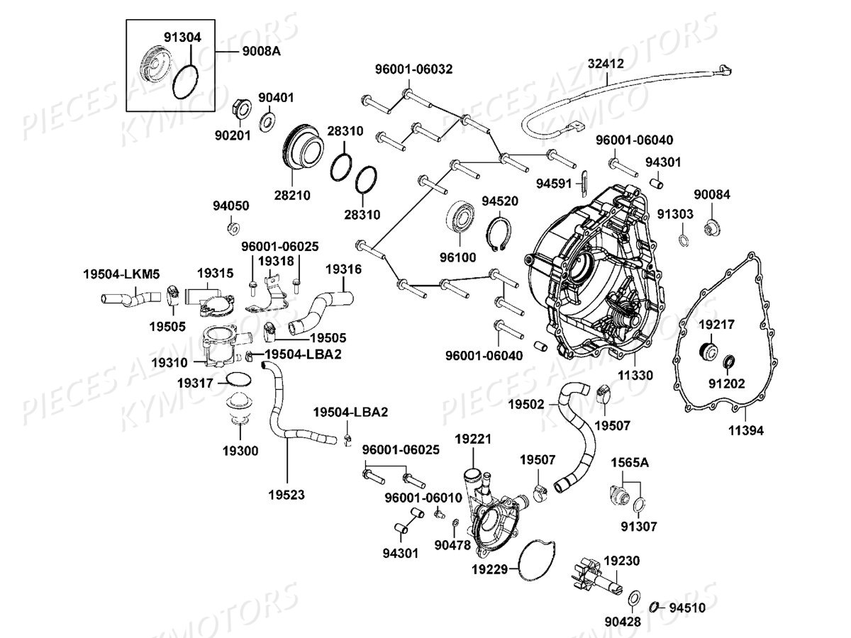 Carter Droit Pompe A Eau KYMCO Pièces MXU 700I IRS 4T EURO2 (LAADAJ)