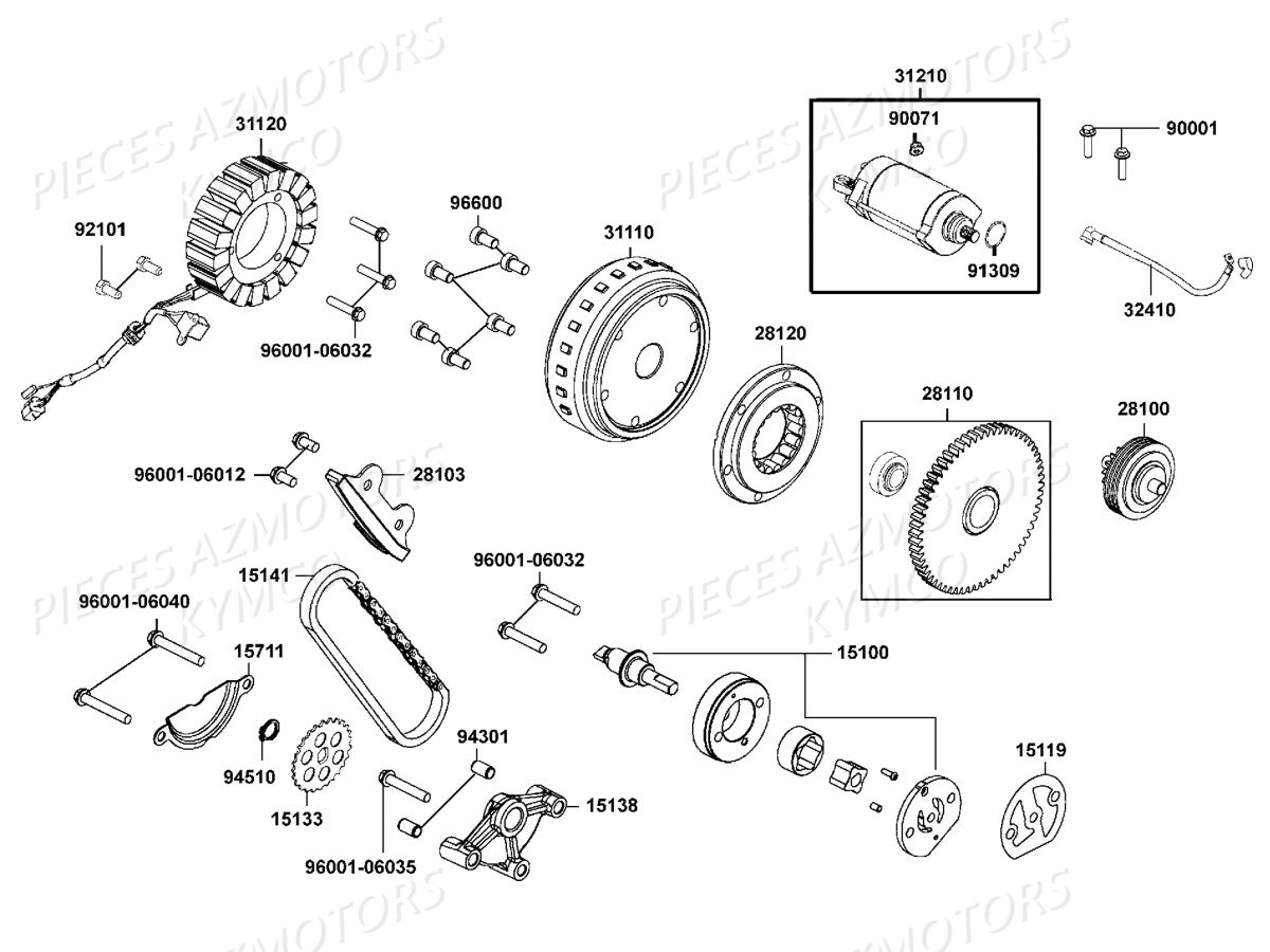 Demarreur Allumage Pompe A Huile KYMCO Pièces MXU 700I IRS 4T EURO2 (LAADAJ)