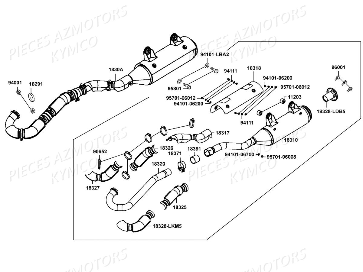 Echappement KYMCO Pièces MXU 700I IRS 4T EURO2 (LAADAJ)